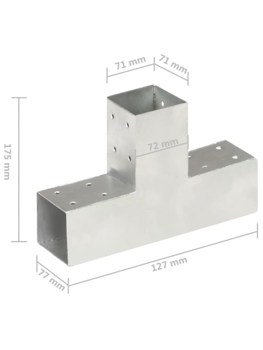 Postiühendused, 4 tk t-kujuline, tsingitud metall, 71 x 71 mm