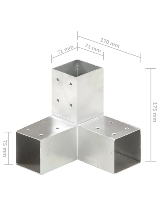 Postiühendus y-kujuline, tsingitud metall, 71 x 71 mm