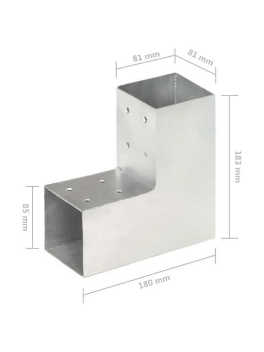 Postiühendused, 4 tk l-kujuline, tsingitud metall, 81 x 81 mm