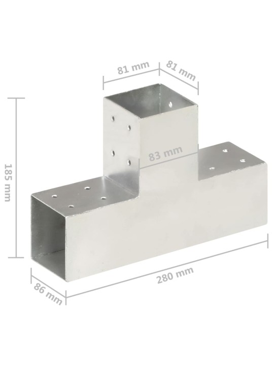 Postiühendused, 4 tk t-kujuline, tsingitud metall, 81 x 81 mm