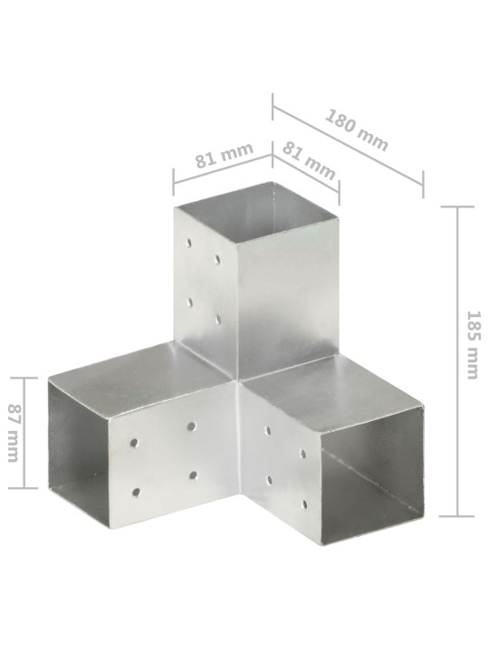 Postiühendused, 4 tk y-kujuline, tsingitud metall, 81 x 81 mm