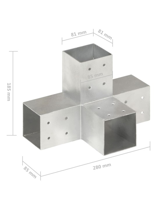 Postiühendus x-kujuline, tsingitud metall, 81 x 81 mm