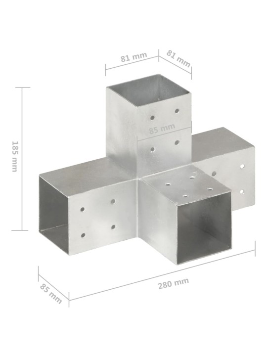 Postiühendused, 4 tk x-kujuline, tsingitud metall, 81 x 81 mm