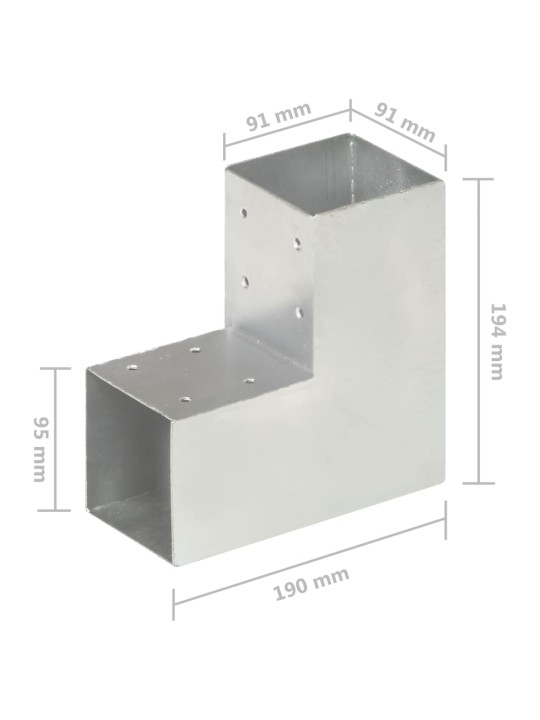 Postiühendused, 4 tk l-kujuline, tsingitud metall, 91 x 91 mm