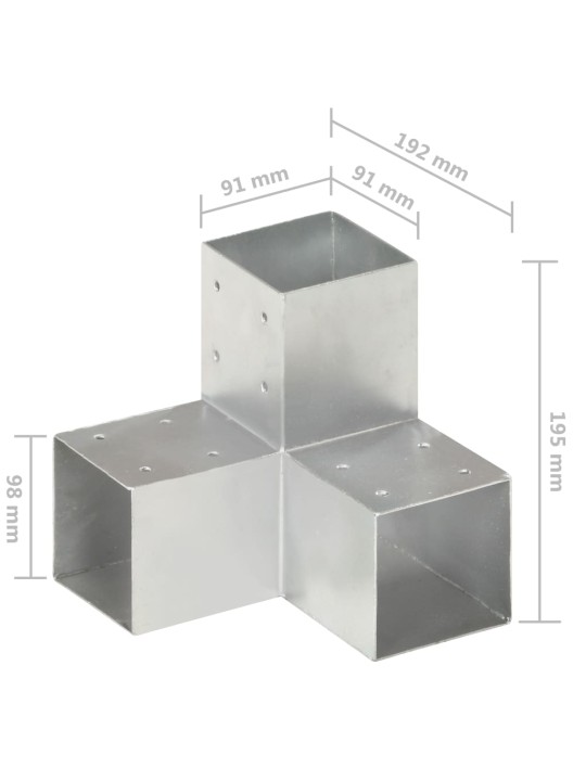 Postiühendused, 4 tk y-kujuline, tsingitud metall, 91 x 91 mm