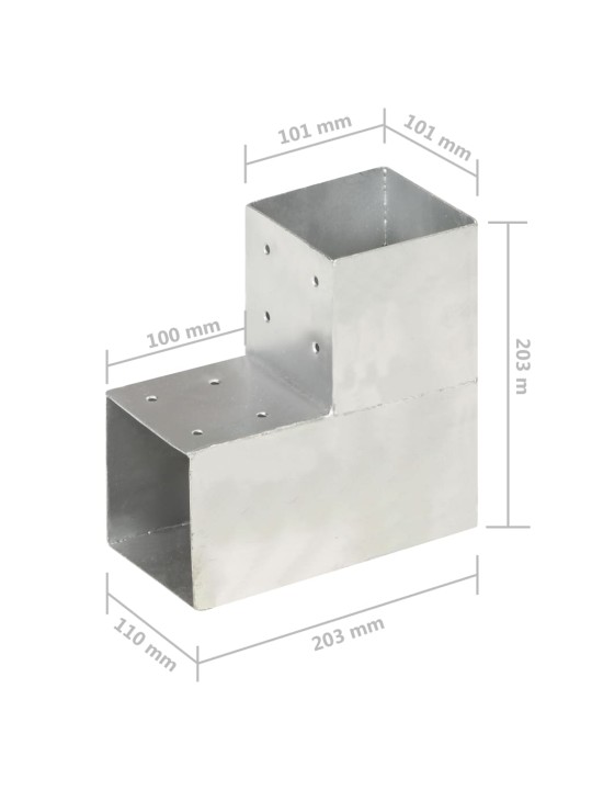 Postiühendused, 4 tk l-kujuline, tsingitud metall, 101 x 101 mm