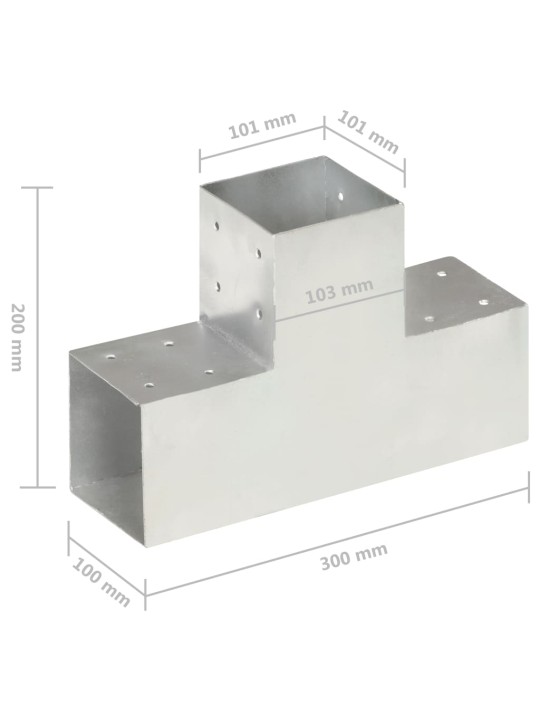 Postiühendused, 4 tk t-kujuline, tsingitud metall, 101 x 101 mm