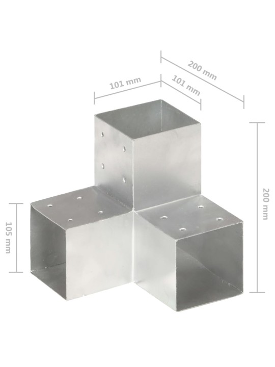 Postiühendused, 4 tk y-kujuline, tsingitud metall, 101 x 101 mm