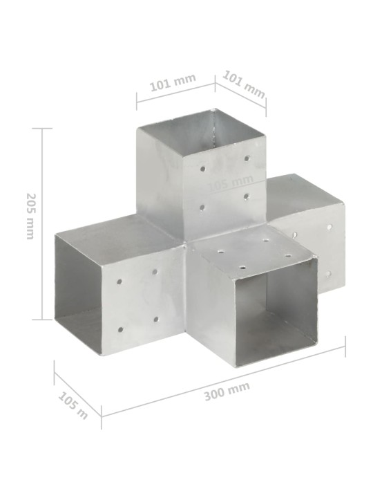 Postiühendus x-kujuline, tsingitud metall, 101 x 101 mm