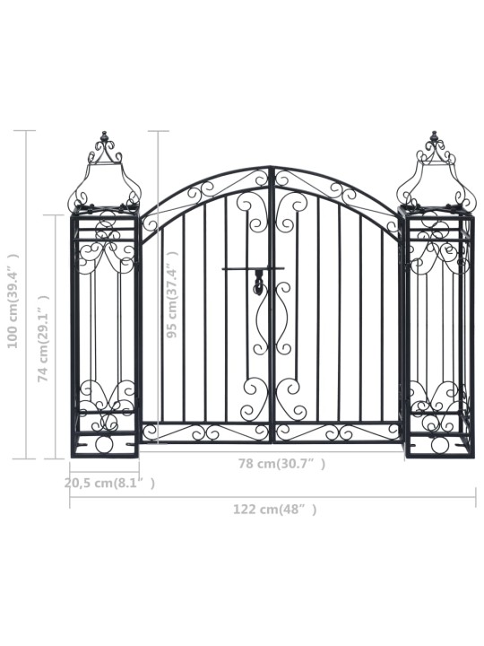 Ornamentidega aiavärav sepistatud rauast 122 x 20,5 x 100 cm