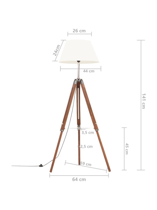 Kolme jalaga põrandalamp, meepruun ja valge tiikpuu, 141 cm