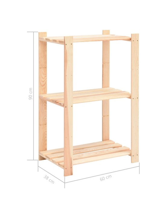 3-korruselised hoiuriiulid, 2 tk, 60x38x90 cm männipuit 150 kg