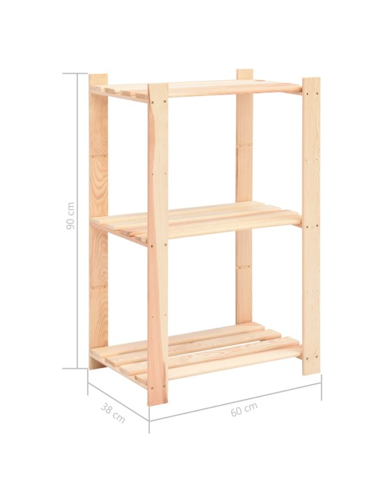 3-korruselised hoiuriiulid, 5 tk, 60x38x90 cm männipuit 150 kg