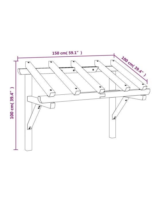 Ukse varikatus 150 x 100 x 100 cm, männipuit