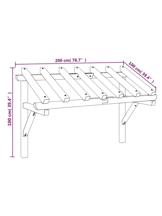 Ukse varikatus 200 x 100 x 100 cm, männipuit