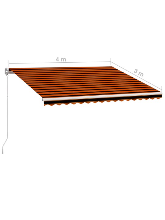 Käsitsi sissetõmmatav varikatus, 400 x 300 cm, oranž ja pruun