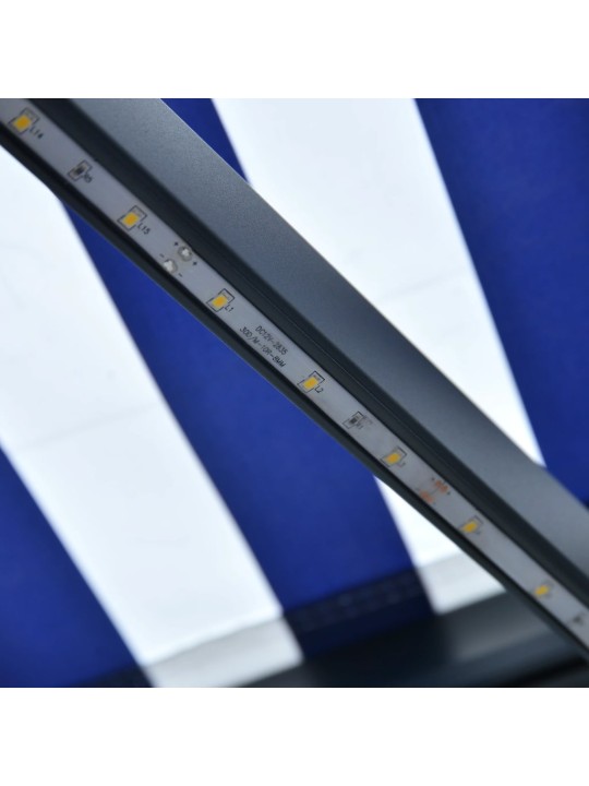 Varikatus, tuuleandur ja LED, 450 x 300 cm, sinine ja valge