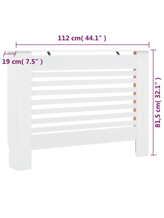 Radiaatorikatted 2 tk, valged, 112 x 19 x 81,5 cm, mdf