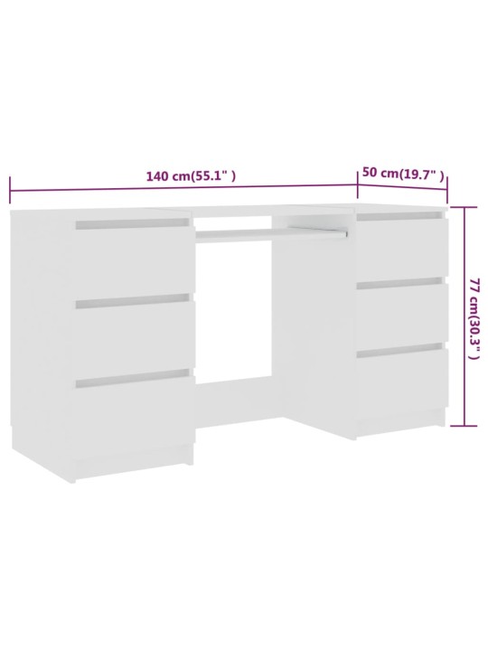 Kirjutuslaud, valge, 140 x 50 x 77 cm puitlaastplaat