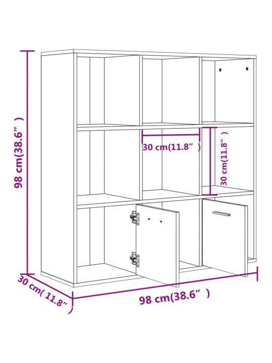 Raamaturiiul betoonhall 98 x 30 x 98 cm puitlaastplaat