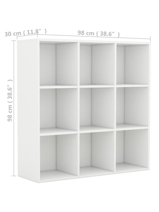 Raamaturiiul valge 98 x 30 x 98 cm puitlaastplaat