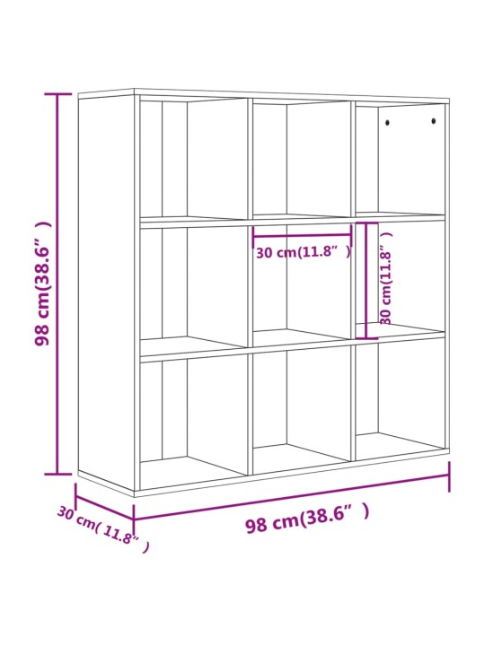 Raamaturiiul betoonhall 98 x 30 x 98 cm puitlaastplaat