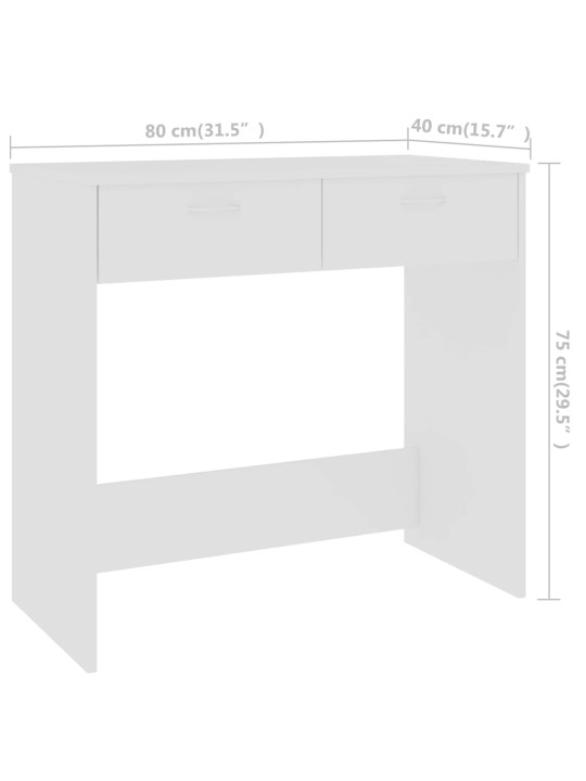 Kirjutuslaud, valge, 80 x 40 x 75 cm, tehispuit