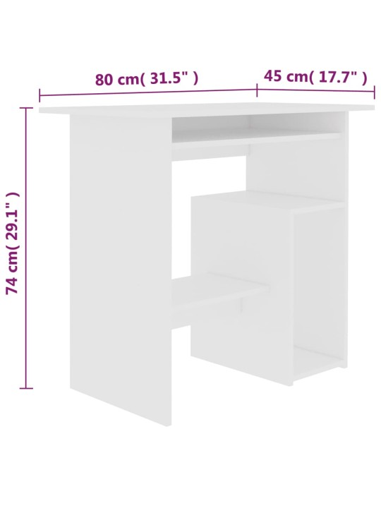 Kirjutuslaud, valge, 80 x 45 x 74 cm, tehispuit