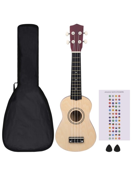 Sopran ukulele komplekt kotiga lastele naturaalne 21"