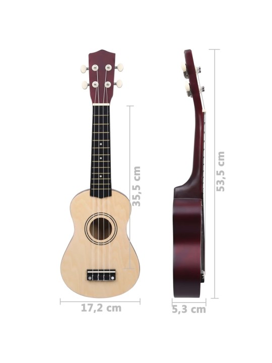 Sopran ukulele komplekt kotiga lastele naturaalne 21"