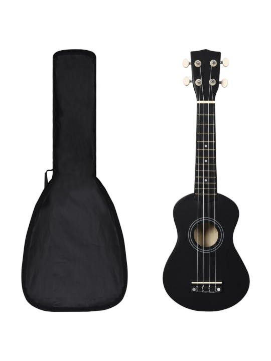 Sopran ukulele komplekt kotiga lastele must 21"