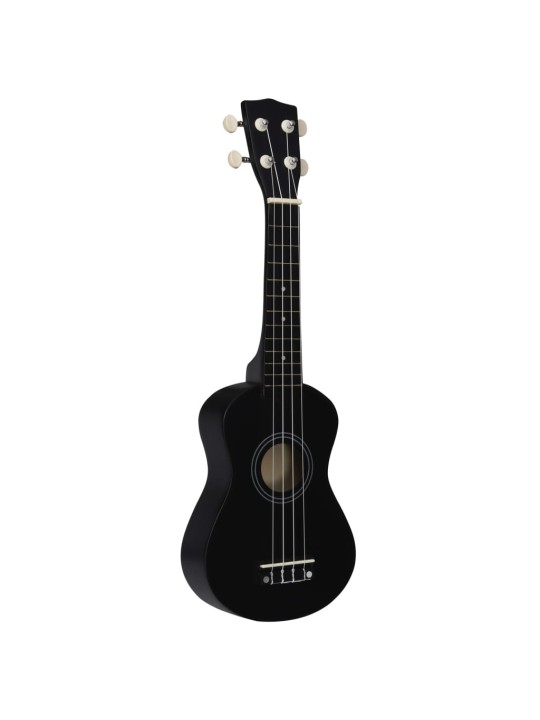 Sopran ukulele komplekt kotiga lastele must 21"