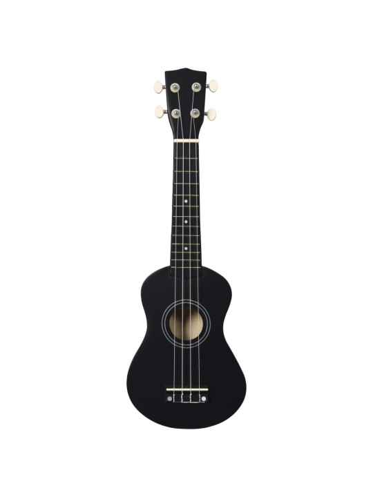 Sopran ukulele komplekt kotiga lastele must 21"