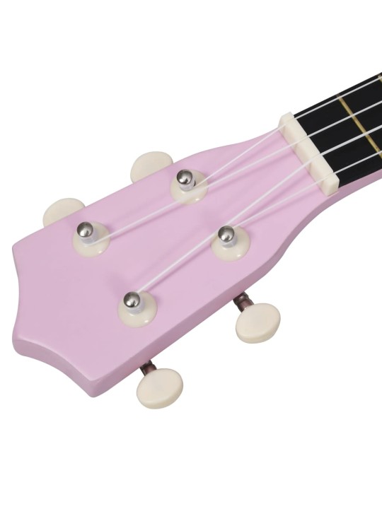 Sopran ukulele komplekt kotiga lastele roosa 21"