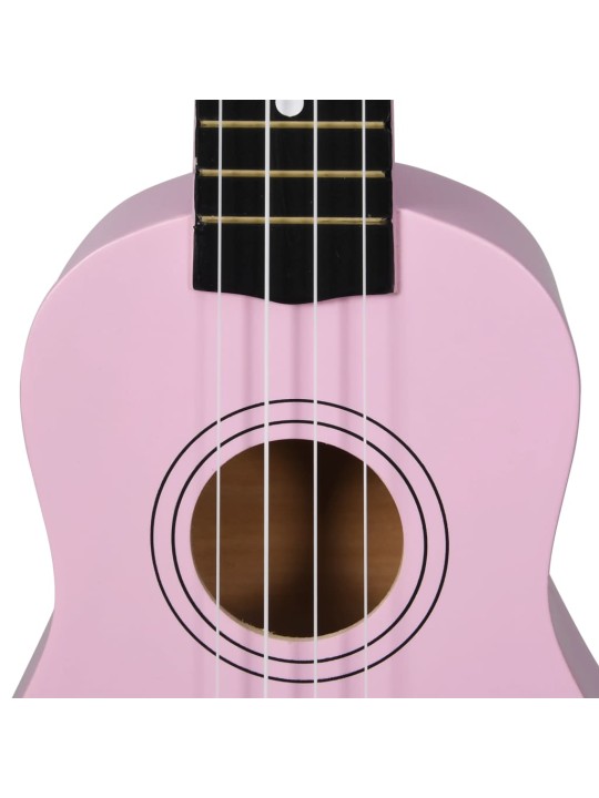 Sopran ukulele komplekt kotiga lastele roosa 21"