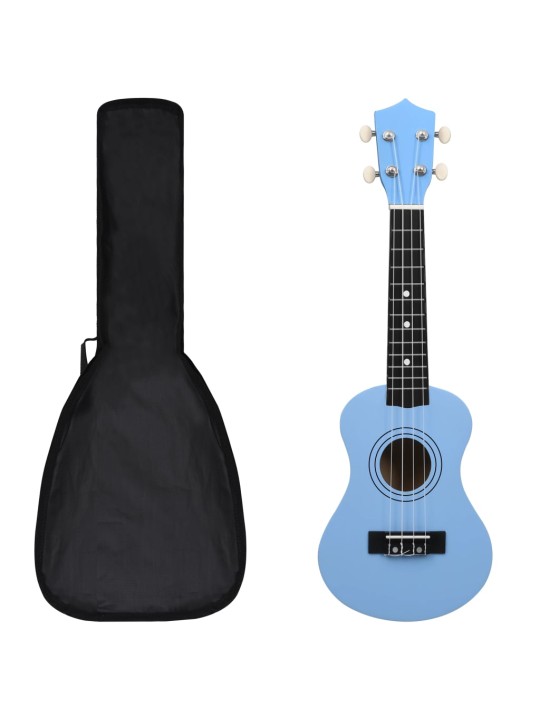 Sopran ukulele komplekt kotiga lastele sinine 21"