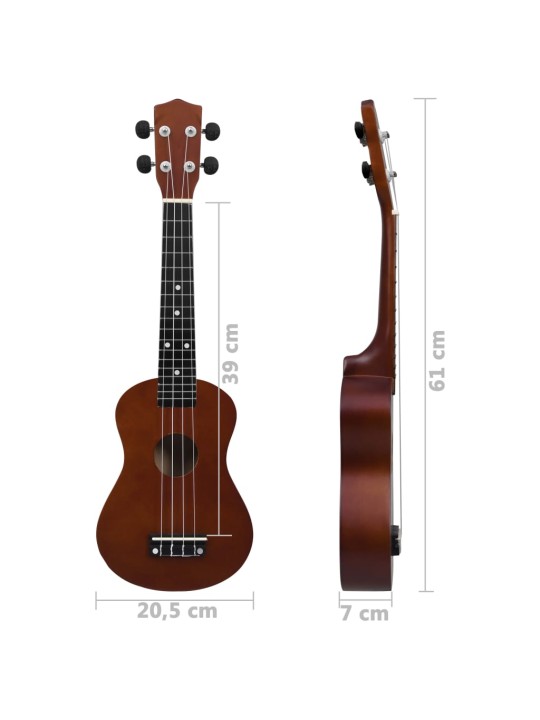 Sopran ukulele komplekt kotiga lastele naturaalne 23"