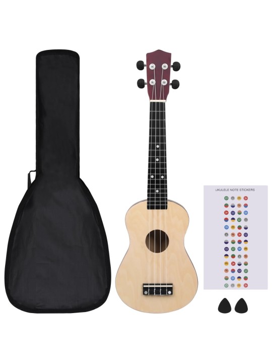 Sopran ukulele komplekt kotiga lastele naturaalne 23"