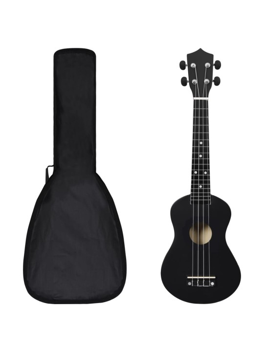 Sopran ukulele komplekt kotiga lastele must 23"