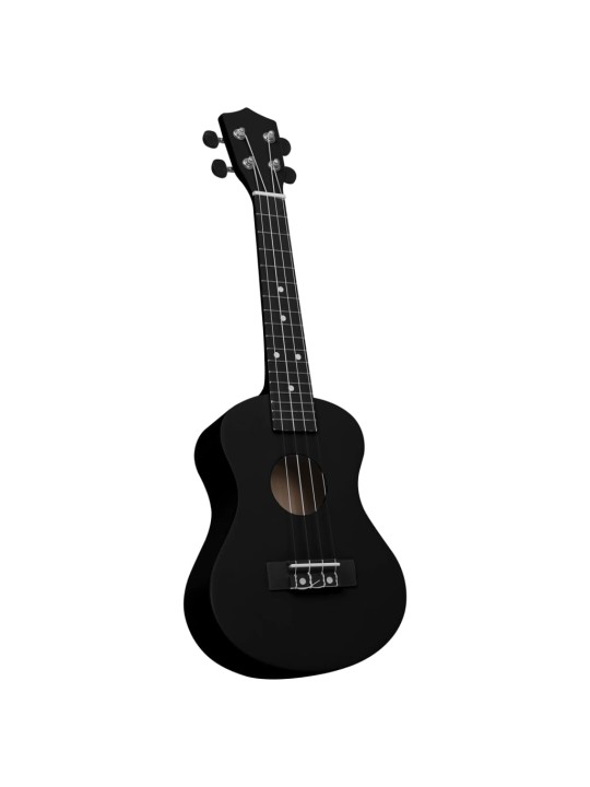 Sopran ukulele komplekt kotiga lastele must 23"