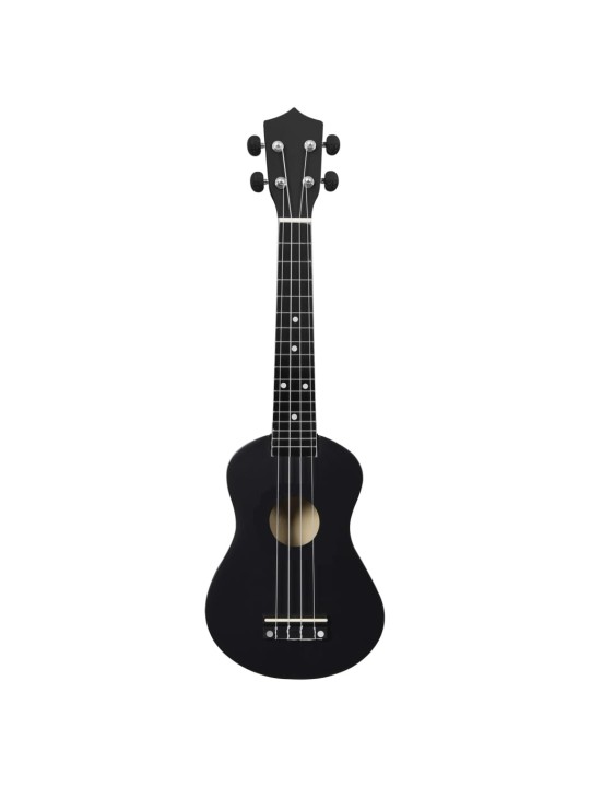 Sopran ukulele komplekt kotiga lastele must 23"