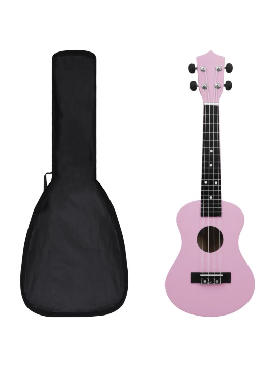 Sopran ukulele komplekt kotiga lastele roosa 23"