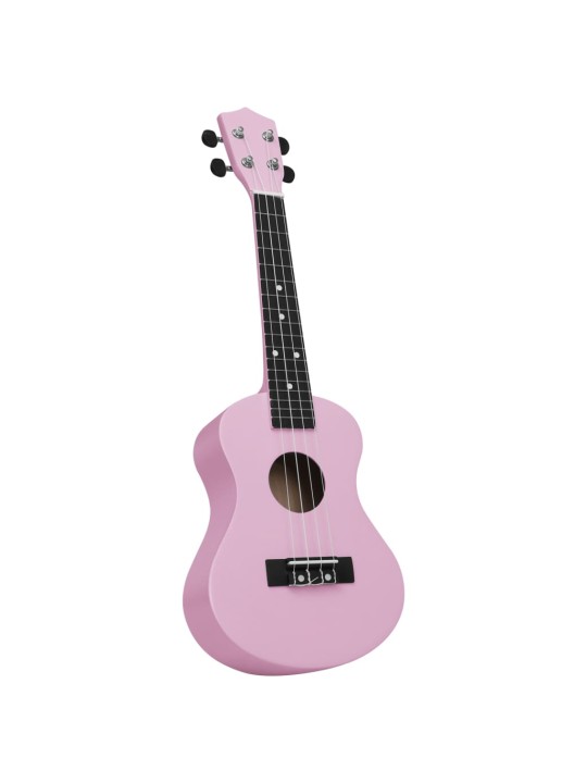 Sopran ukulele komplekt kotiga lastele roosa 23"