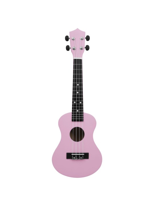 Sopran ukulele komplekt kotiga lastele roosa 23"