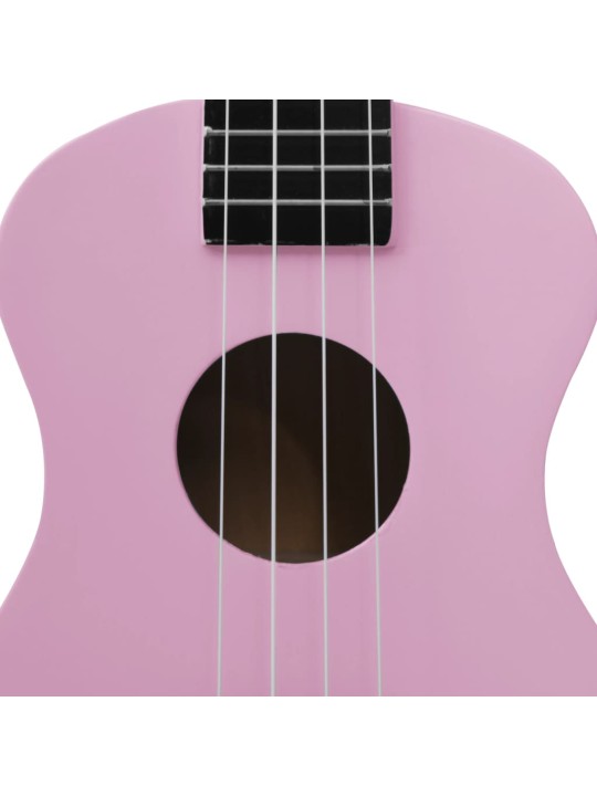 Sopran ukulele komplekt kotiga lastele roosa 23"