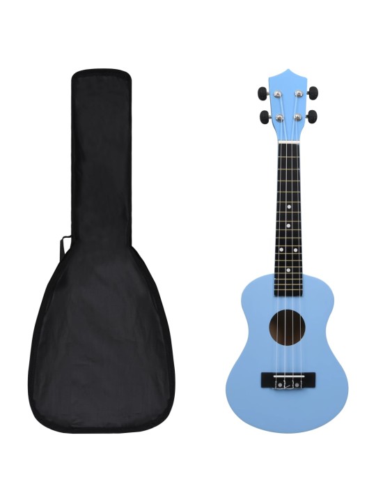 Sopran ukulele komplekt kotiga lastele sinine 23"