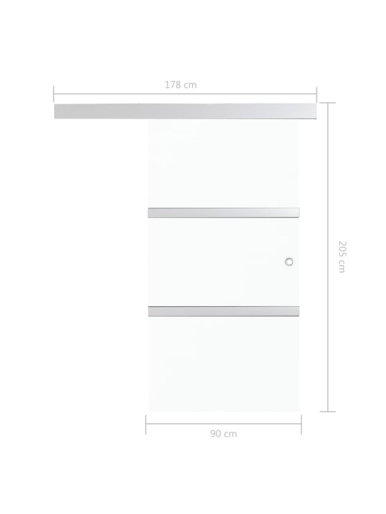 Liuguks, esg-klaas ja alumiinium, 90 x 205 cm, hõbedane