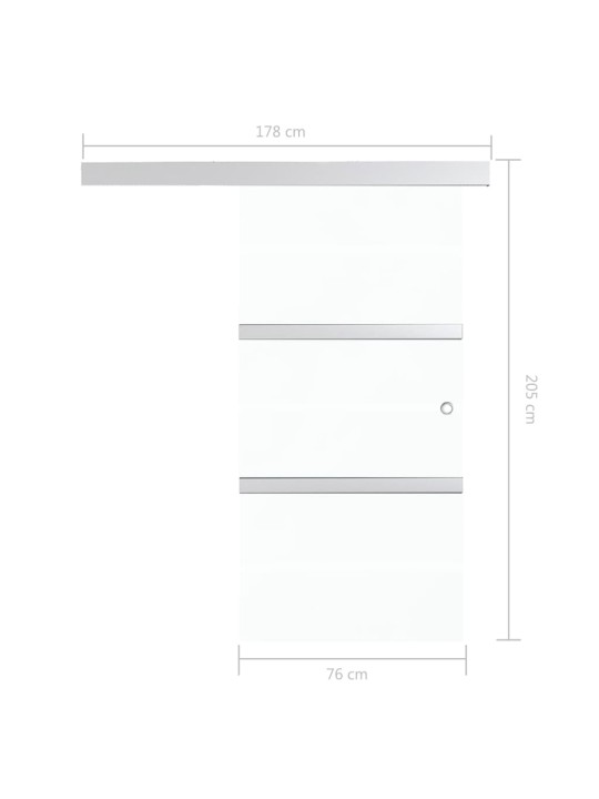 Liuguks, esg-klaas ja alumiinium, 76 x 205 cm, hõbedane