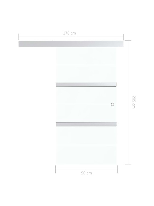 Liuguks, esg-klaas ja alumiinium, 90 x 205 cm, hõbedane