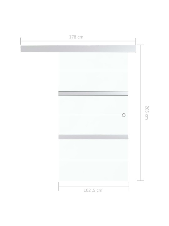 Liuguks, esg-klaas ja alumiinium, 102,5 x 205 cm, hõbedane